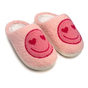 Cozy Pink Kids Slippers with Smiley Faces